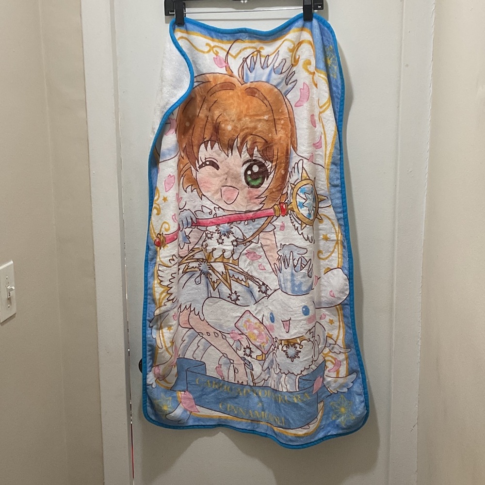 Anime Character Throw with Blue Trim
